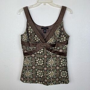 Laundry By Shelli Segal Brown and Cream Patterned Tank Top